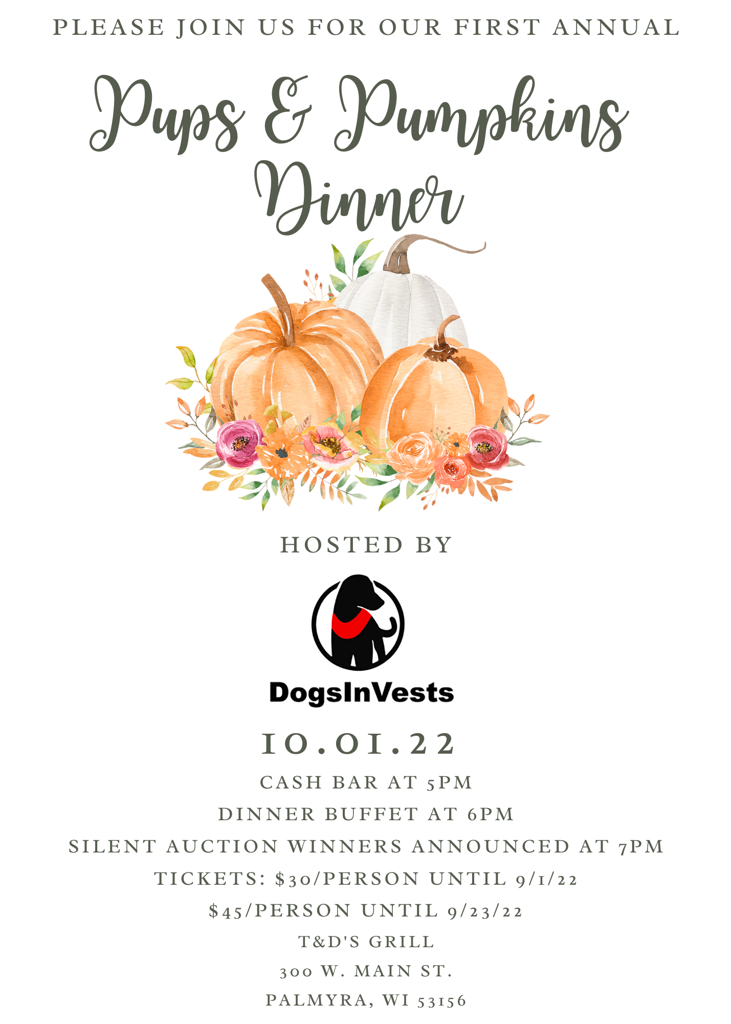 Pups & Pumpkins Dinner and Silent Auction Fundraiser